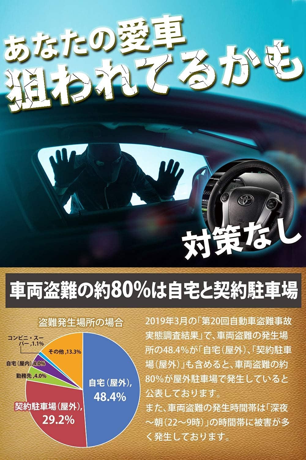 リレーアタック対策 車両盗難防止ハンドルロック ステアリング用