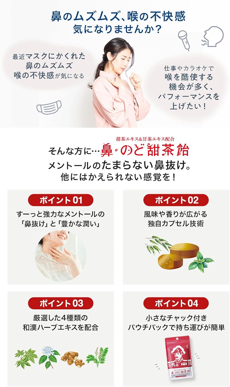 ノンシュガーのど飴 甜茶エキス入り 38g×5袋