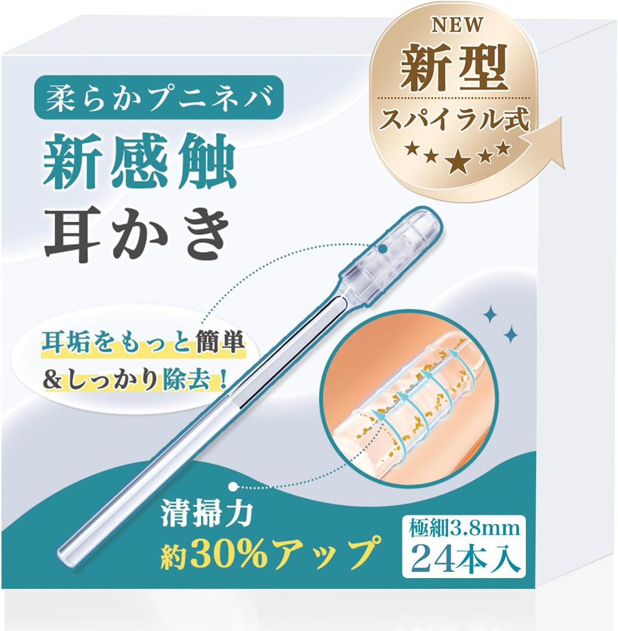 子供用耳垢取り 粘着綿棒 もちネバ式 24本入り (極細3.8mm)