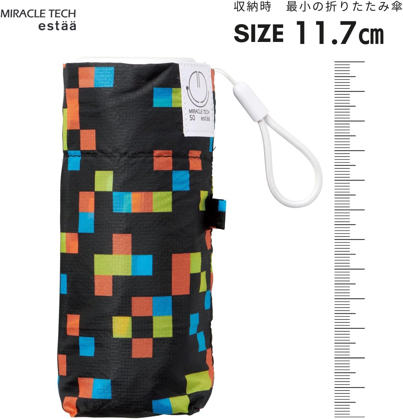 ミラクルテック 11.7cm 超コンパクト折りたたみ傘 モザイクプリント