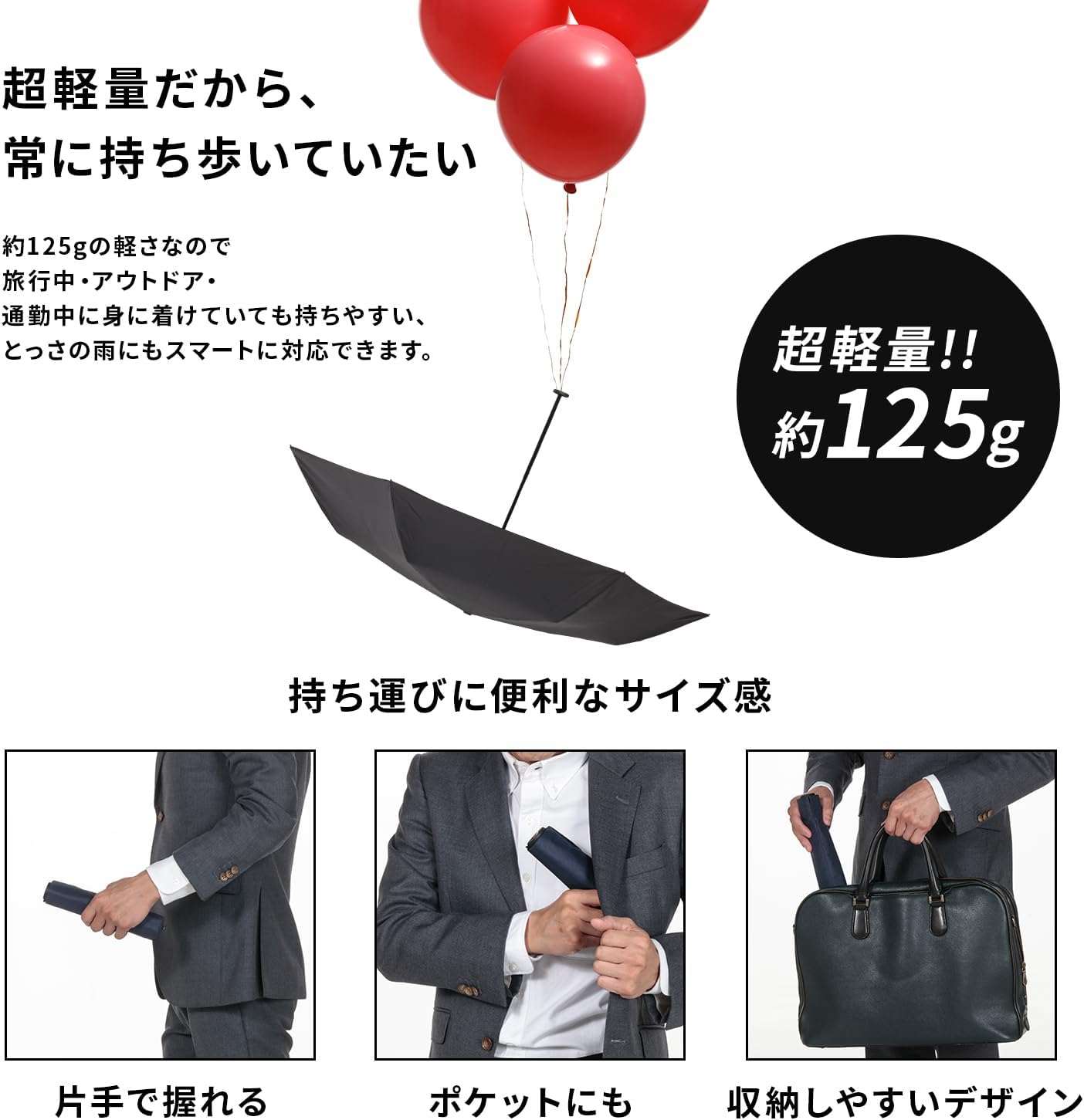 超軽量コンパクト折り畳み傘 メンズ - Knirps I.030 (6色/5年保証)
