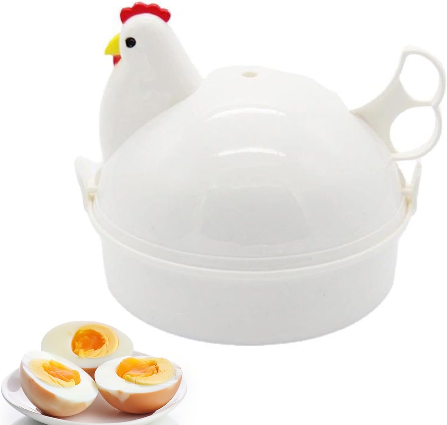 にわとり柄のゆで卵器 4個用 電子レンジ対応 ハンドメイド