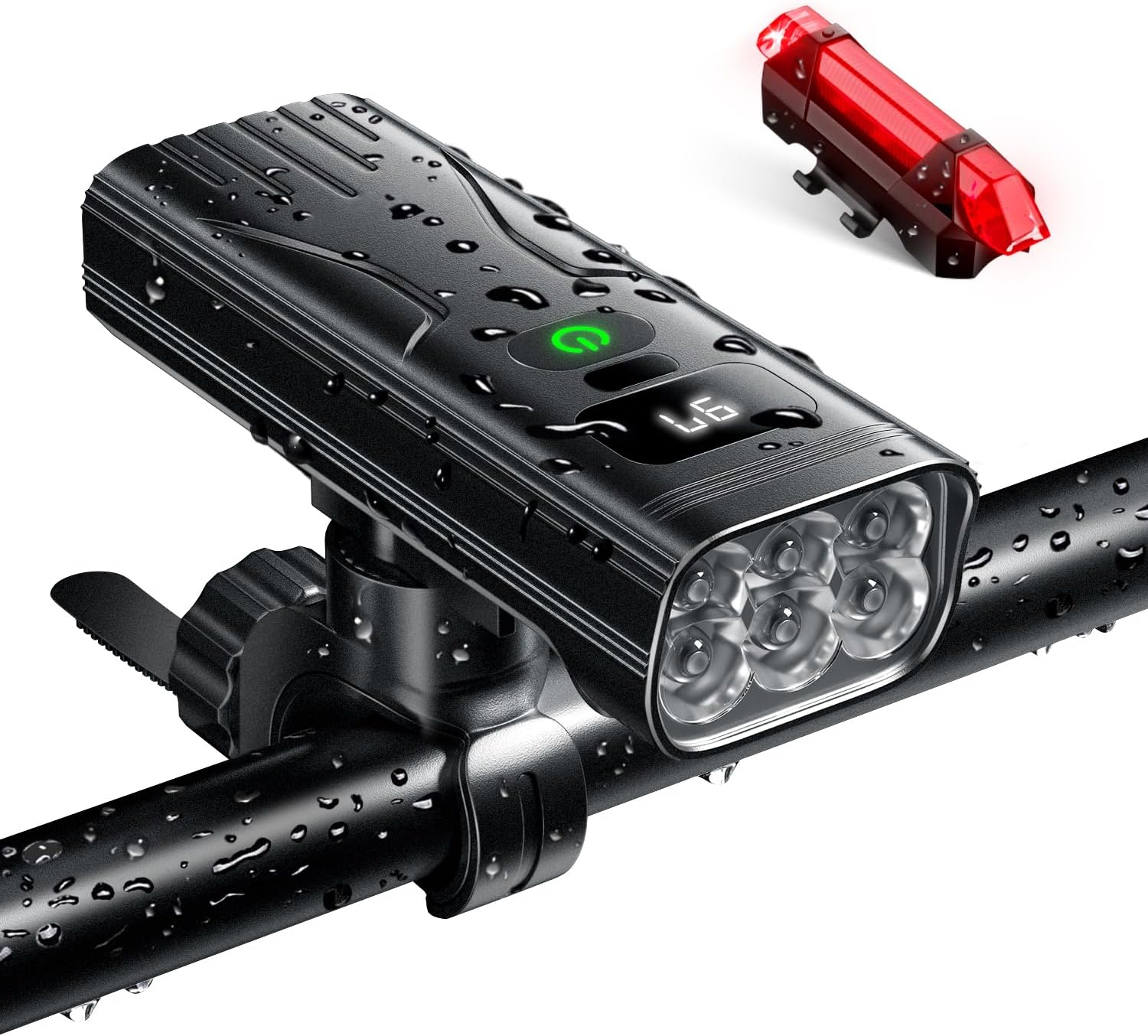 充電式自転車ヘッドライト 1000ルーメン 大容量6400mAh 自動点灯 USB LED IPX6防水 テールライト付き