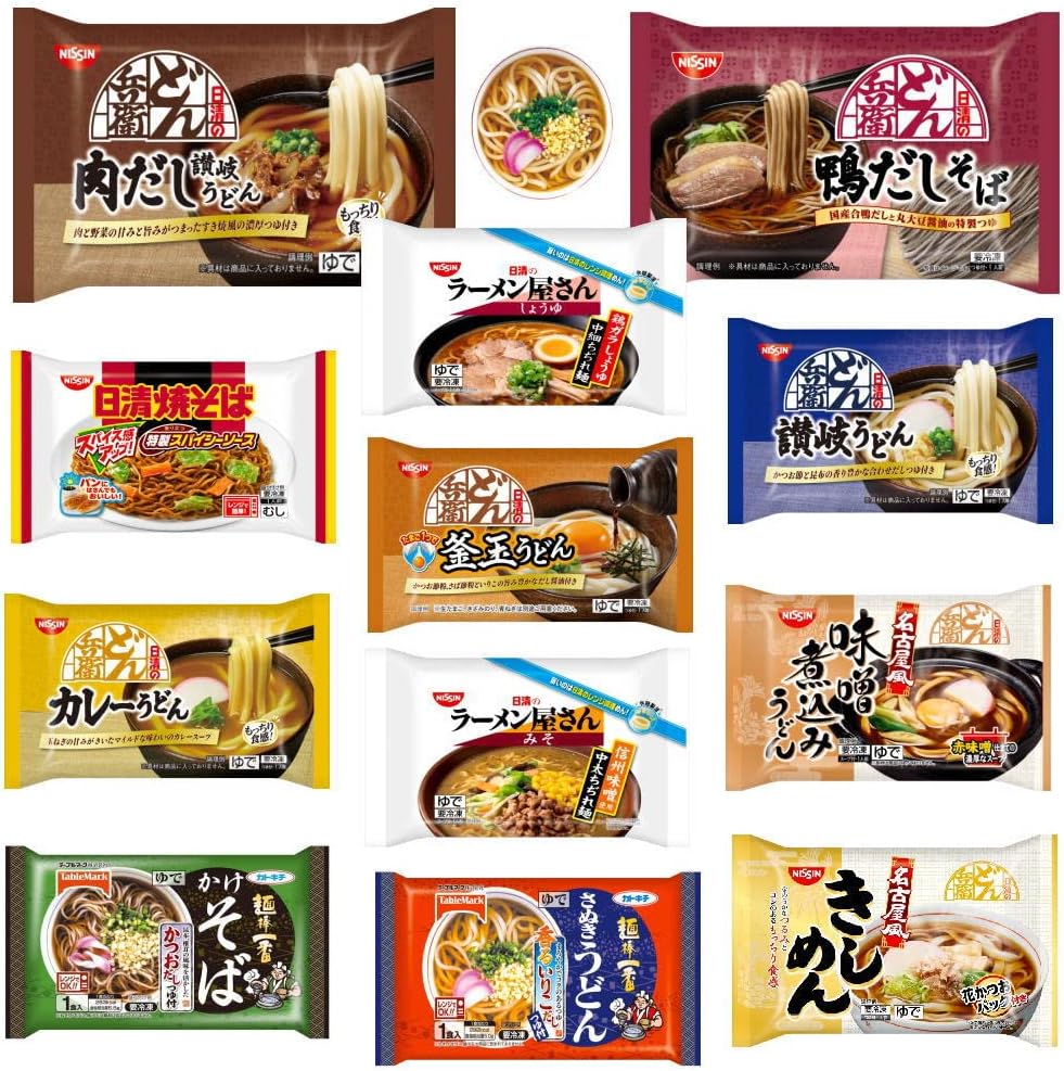 日清どん兵衛 冷凍麺 12種詰め合わせセット 乾燥ネギ付き