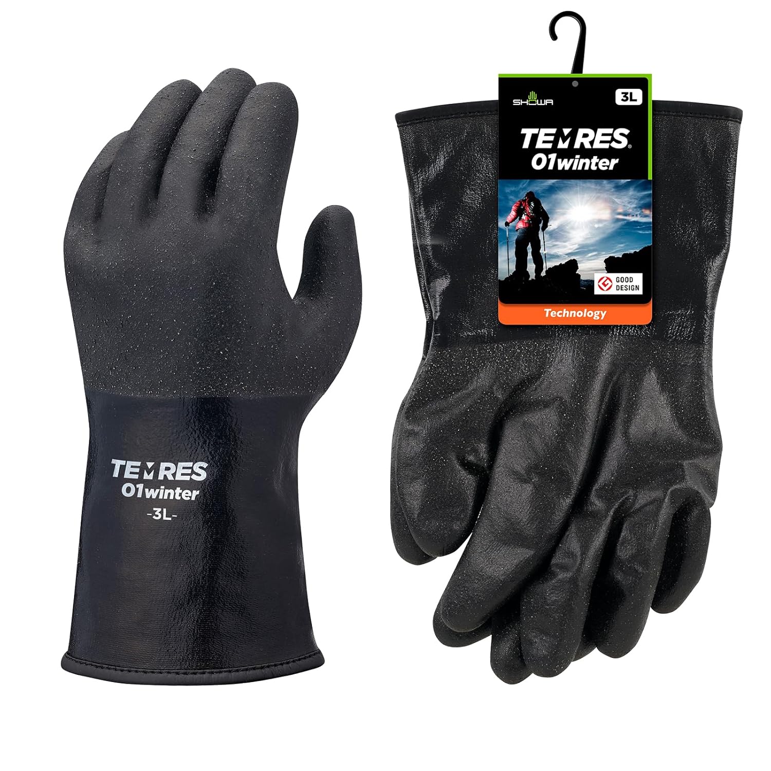 防寒手袋 TEMRES 透湿完全防水 アウトドア用 3Lサイズ ブラック
