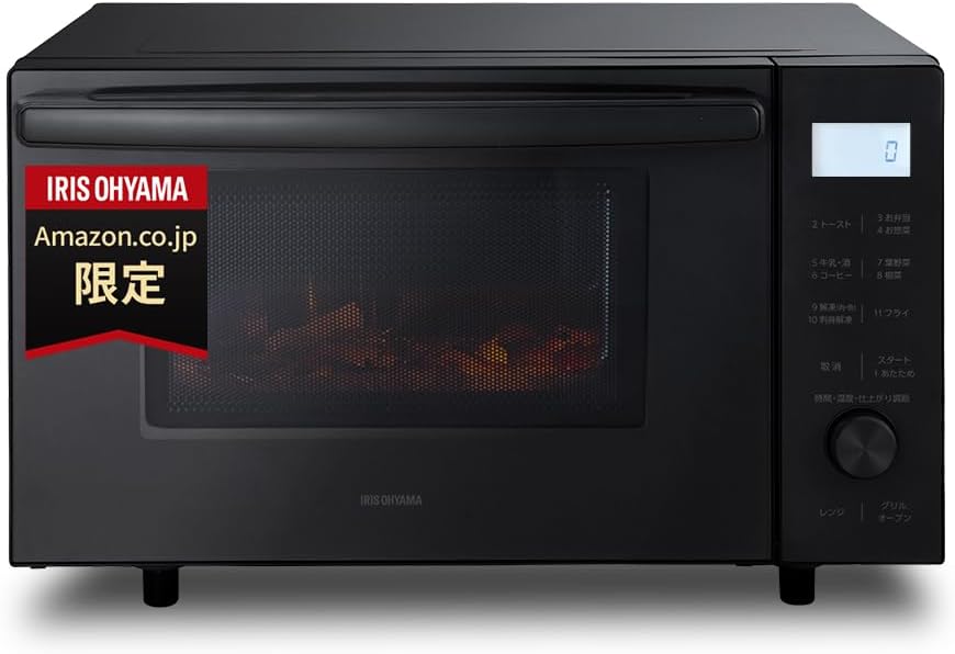 アイリスオーヤマ 18L オーブンレンジ フラットテーブル 600W・200℃ 自動メニュー11種 AMO-F1811-B