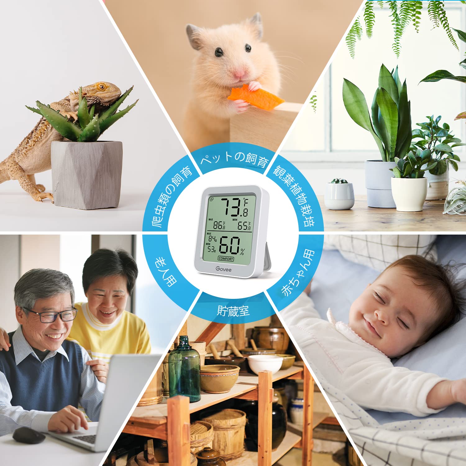 Govee Bluetooth温湿度計 デジタル 高精度 大画面 アラーム機能付き