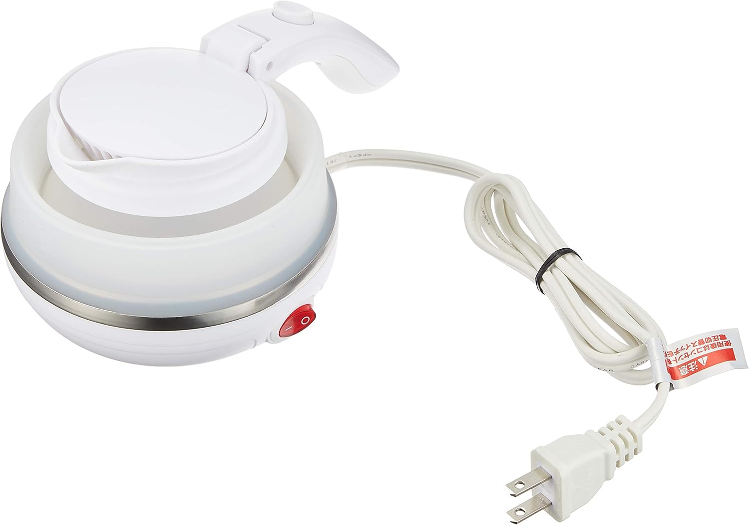 折りたためる500mlトラベルケトル 電圧切替式 ホワイト MBE-TK02/WH