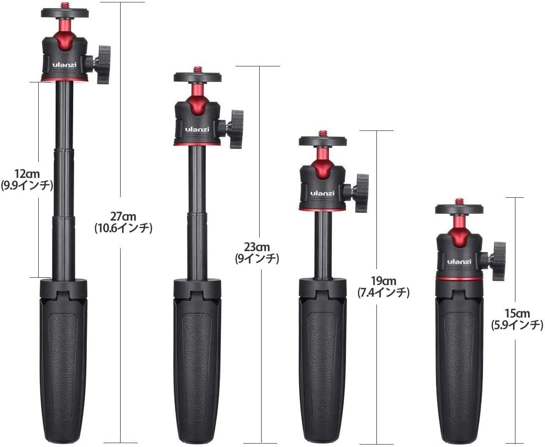 軽量3way三脚スタンド 自由雲台付き ラバーグリップ 携帯式 スマートフォン・カメラ対応