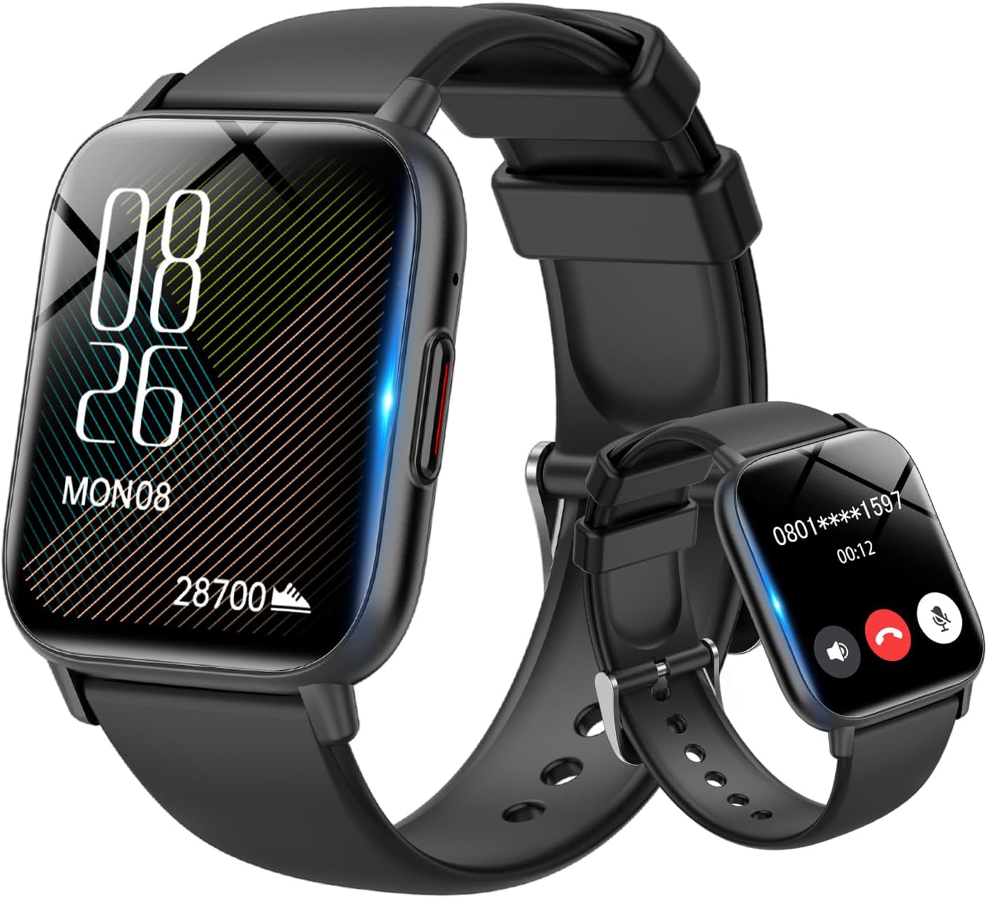 2025年モデル スマートウォッチ Bluetooth5.3 通話機能 1.85インチ大画面 IP67防水 多機能 （ブラック）