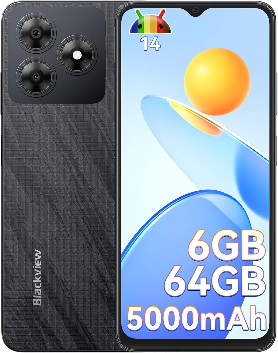 SIMフリースマホ Blackview Wave8C 4G対応 6.56インチ/6GB RAM/64GB/5000mAh 大容量バッテリー Android 14 Go 日本版