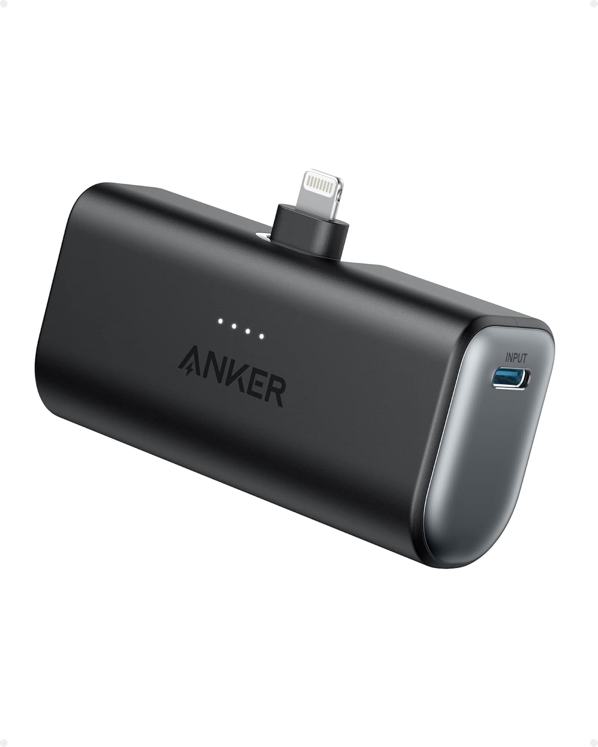 iPhone対応 5000mAhモバイルバッテリー(12W/ライトニング一体型)【MFi認証/PowerIQ】ブラック