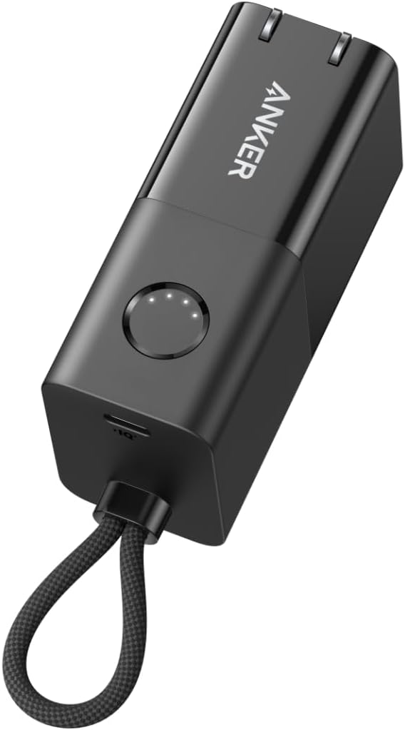 モバイルバッテリー 30W 出力 5000mAh コンセント一体型 USB-PD対応 (ブラック)