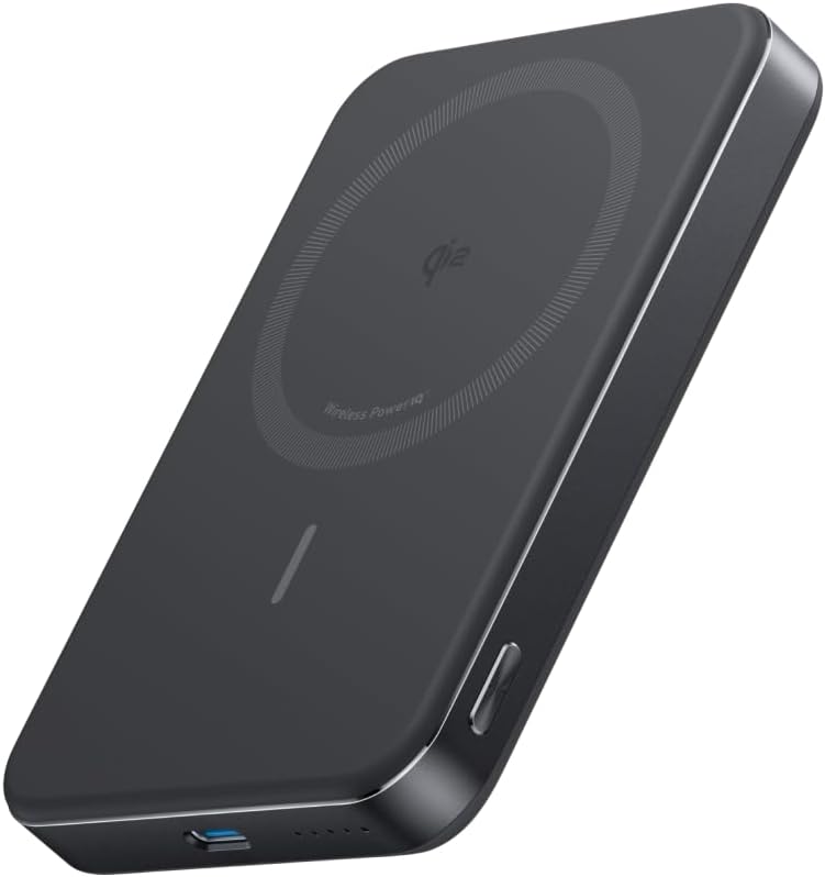iPhone専用 10000mAhワイヤレス充電器 MagSafe対応 薄型コンパクト (ブラック)