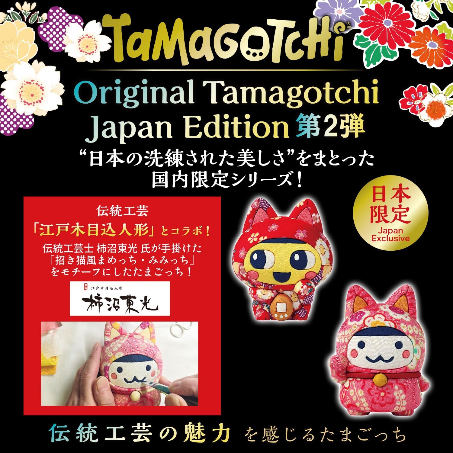 招き猫の江戸木目込人形風オリジナルたまごっち