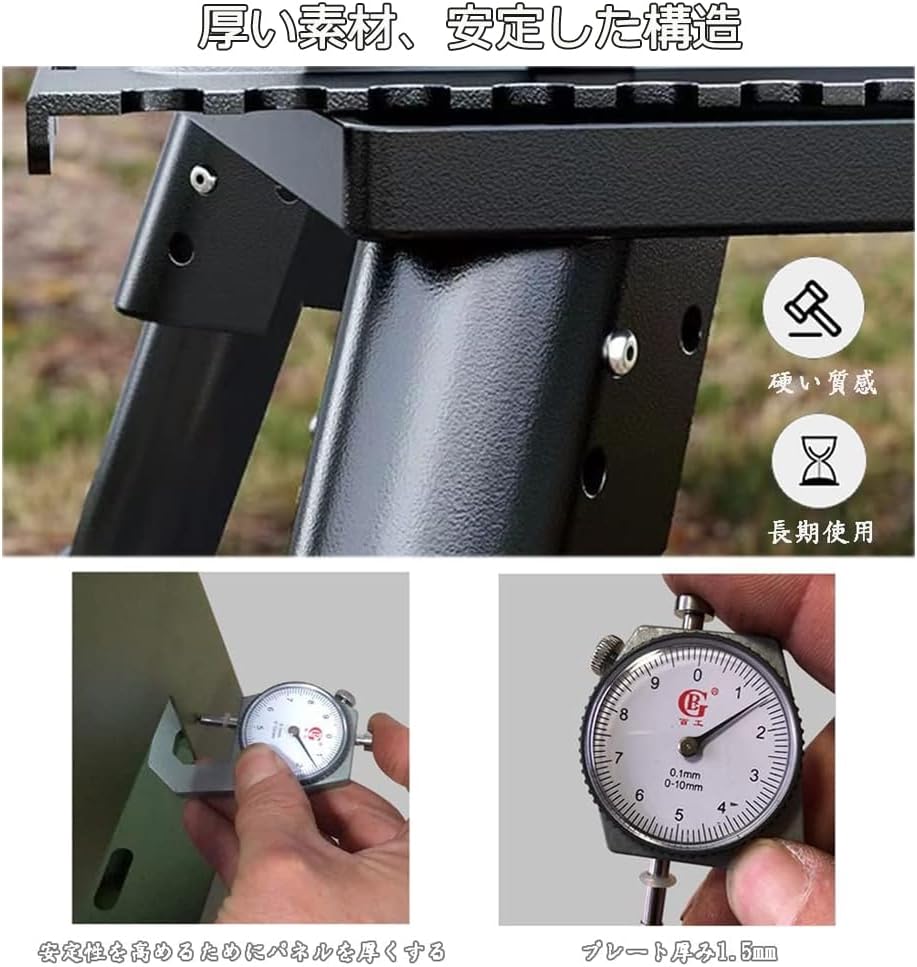 ポータブル高効率薪ストーブ 二次燃焼キャンプ用 折り畳み式 超軽量収納袋付き