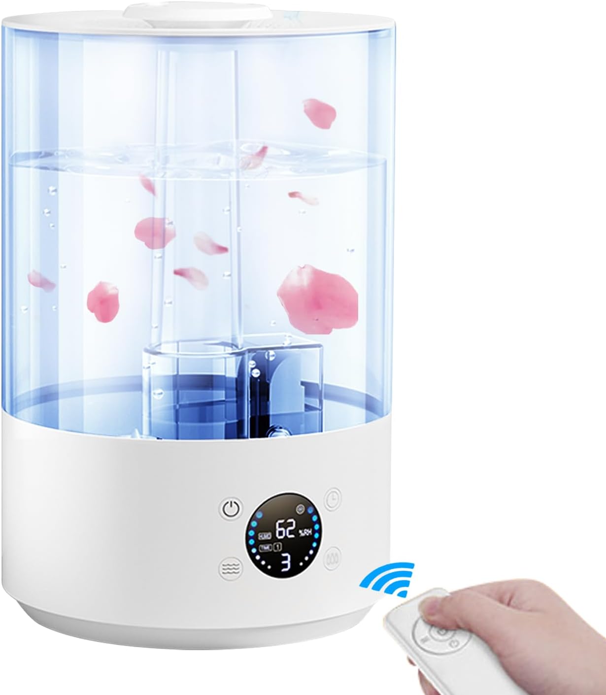 大容量5.5L 卓上加湿器 自動湿度調整 360°回転 吹出口 リモコン操作 省エネ 25畳対応