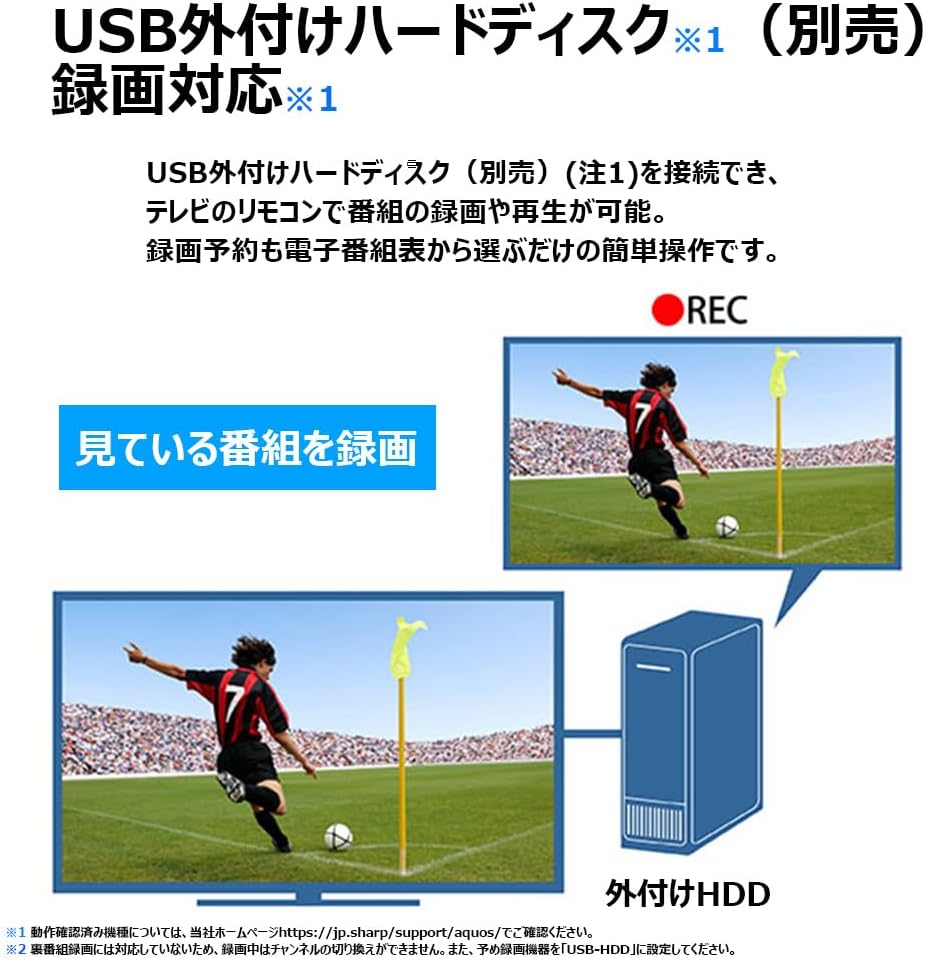 AQUOS 24V型 液晶テレビ 外付けHDD対応 2T-C24AC1