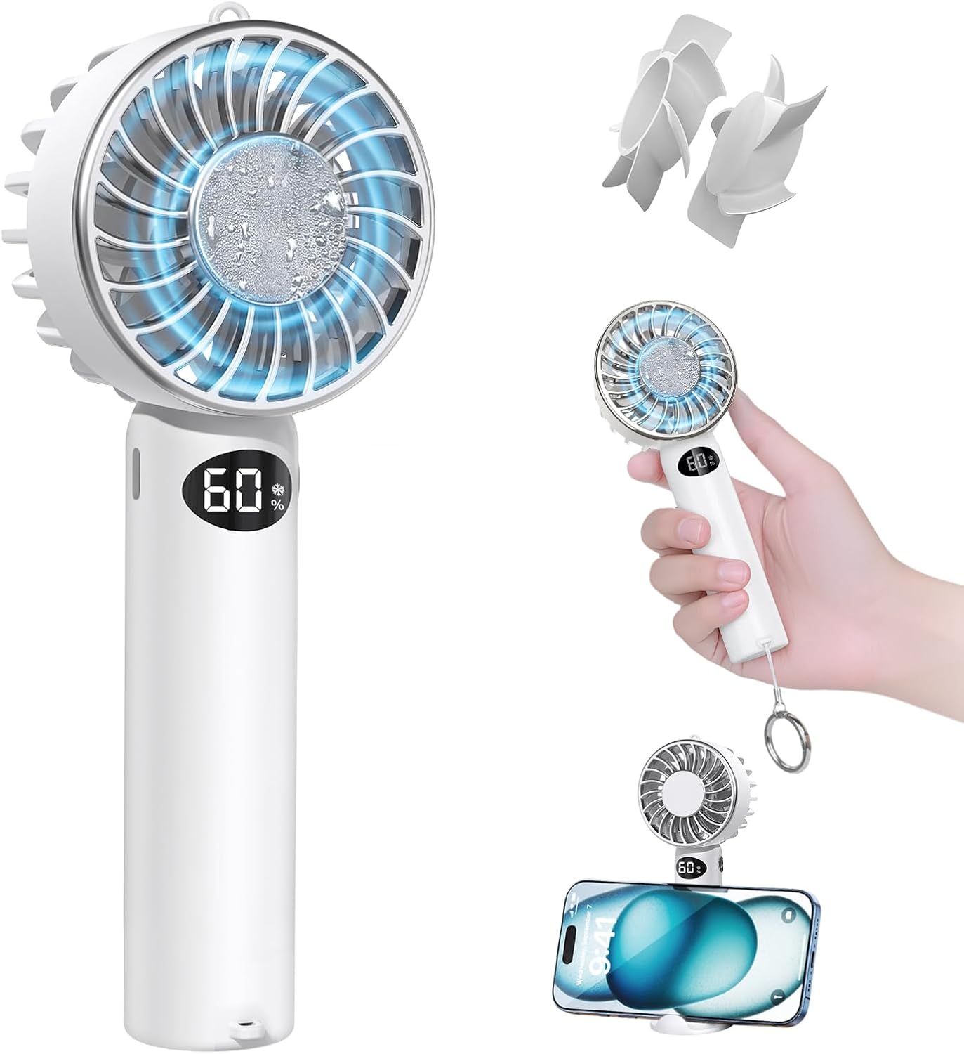 【熱中症対策 業界最軽量130gハンディファン 5段階風量・冷却プレート付き】