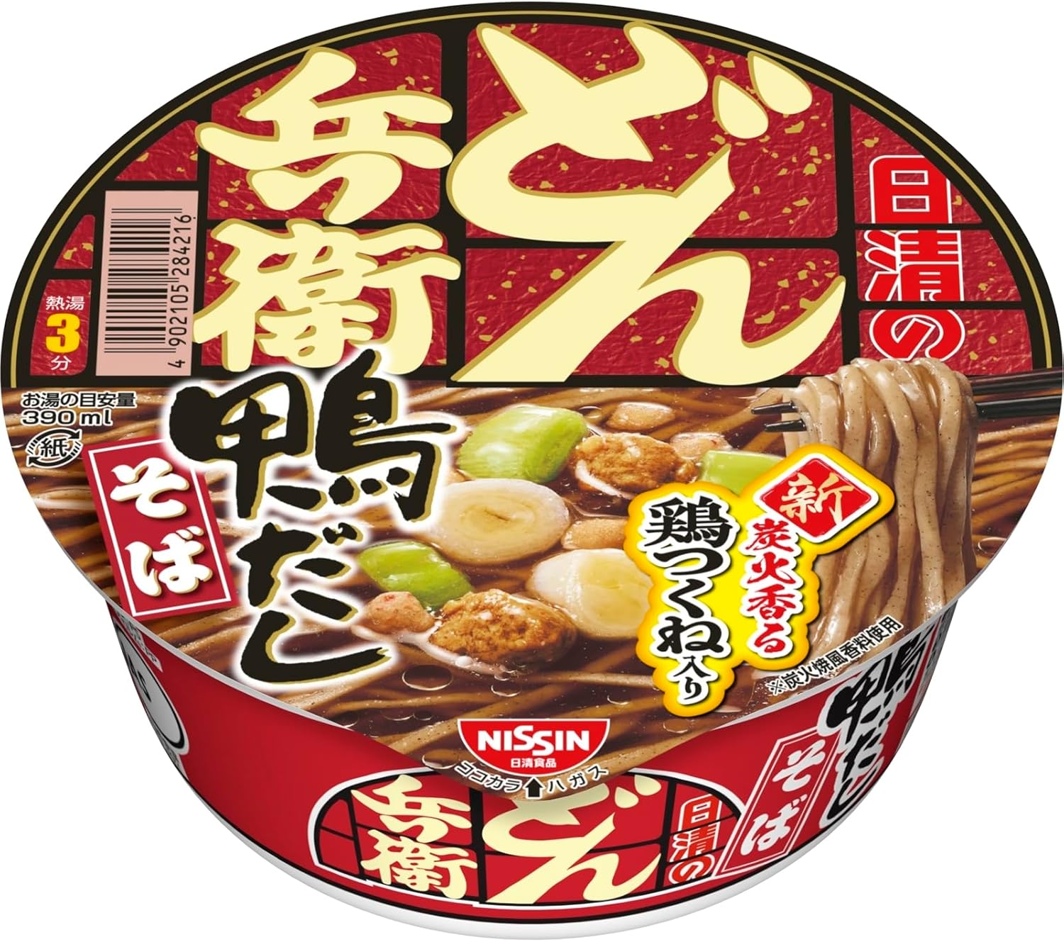 日清 どん兵衛 鴨だしそば 炭火香る鶏つくね入り 104g ×12個