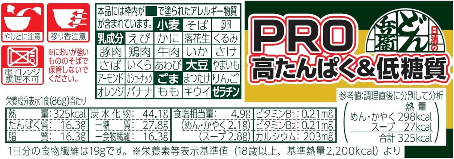 高たんぱく・低糖質 どん兵衛PRO きつねうどん 86g ×12個