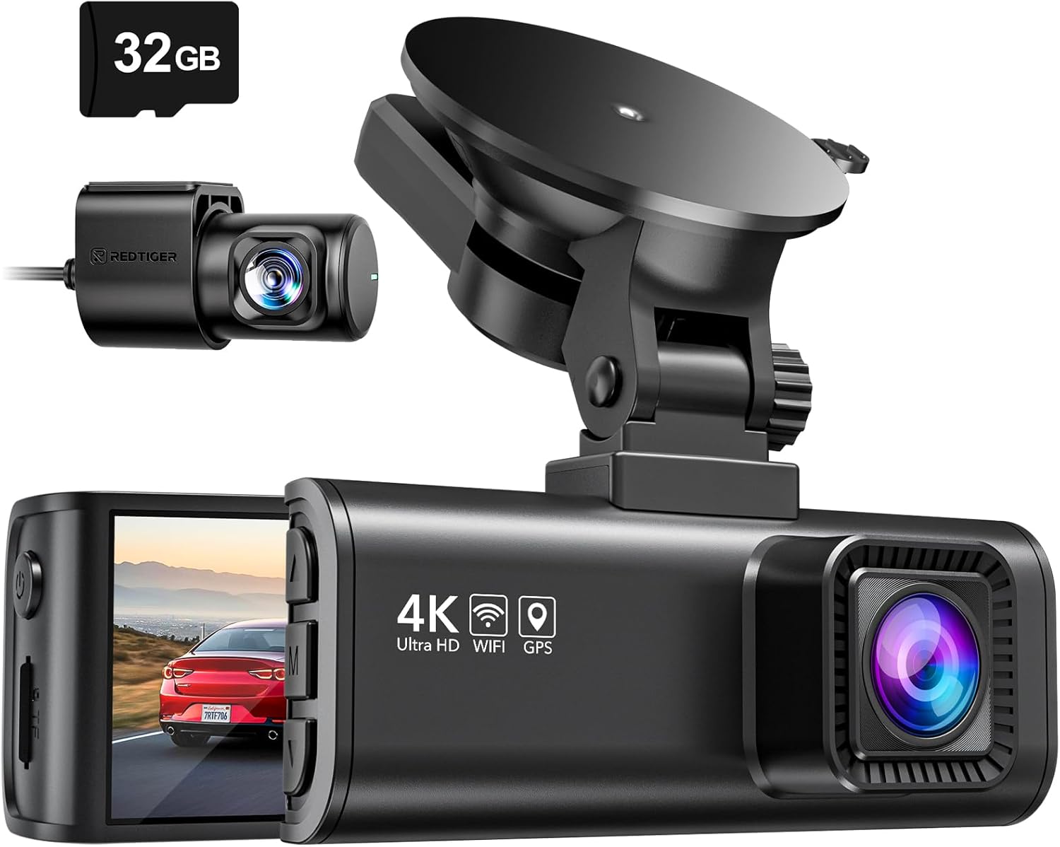 最新型ドライブレコーダー 前後カメラ 4K UHD GPS搭載 小型駐車監視機能付き F7NP