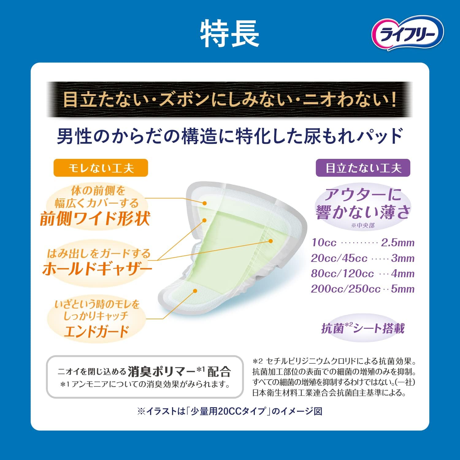 ライフリー 男性用さわやかパッド 10cc 微量タイプ 26cm 16枚入り