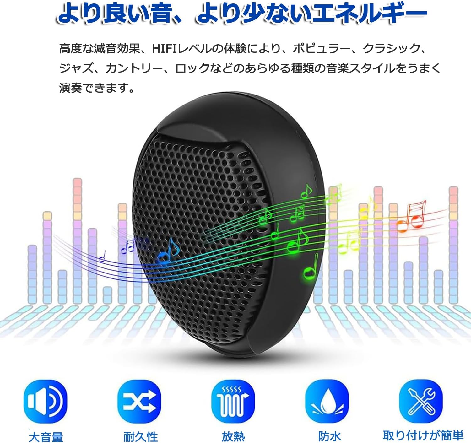 ハイファイ防水カーオーディオ用1000Wツイーター2個セット