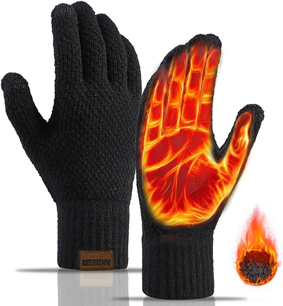 メンズ アウトドア グローブ ニット手袋 防寒・防風・高弾力性 仕事・通勤・自転車用