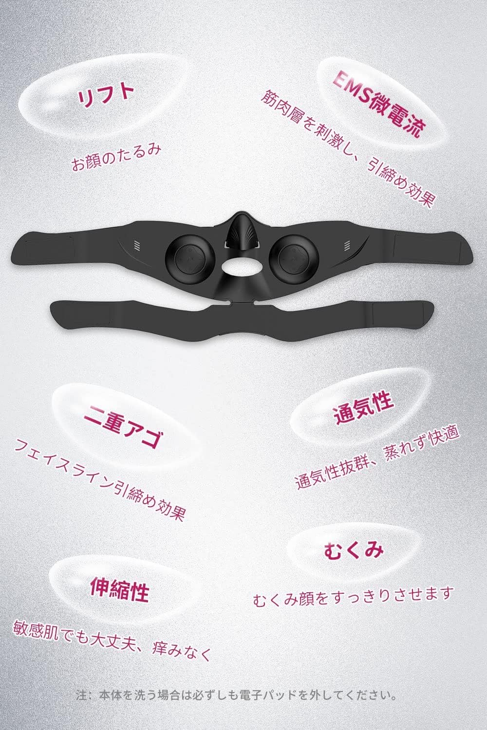自宅エステ用 EMSフェイスベルト V顔マスク USB充電式 男女兼用
