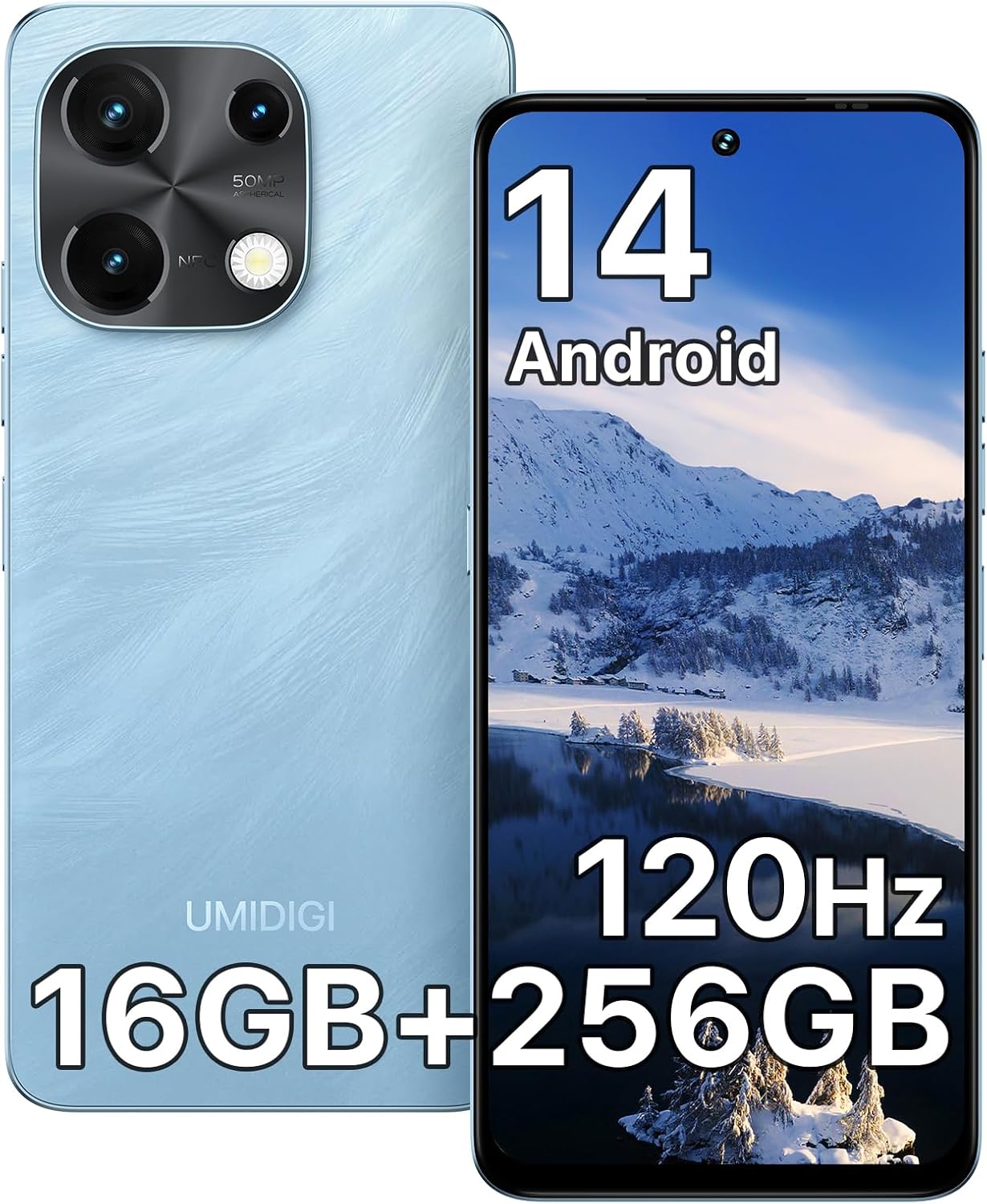 Android 14搭載 UMIDIGI Note100 スマートフォン 16GB RAM/256GB ROM/1TB拡張 50MPカメラ 5000mAhバッテリー SIMフリー