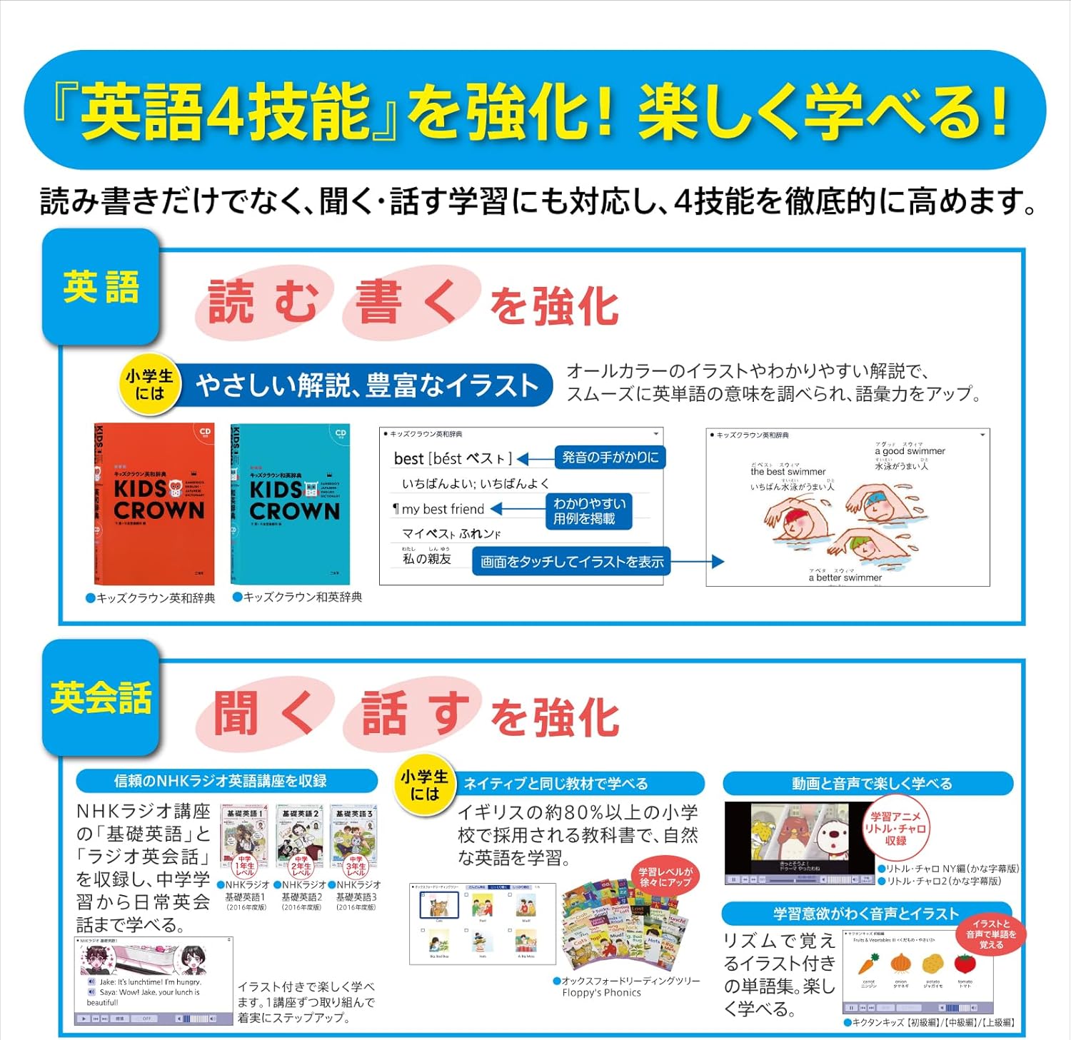 小学生・中学生向けエクスワード 電子辞書 ホワイト XD-SX3810WE 220コンテンツ