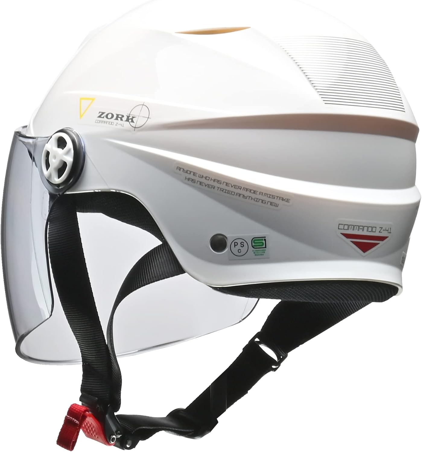 バイク用ハーフヘルメット ZORK ホワイト 大きめフリー (60~62cm)