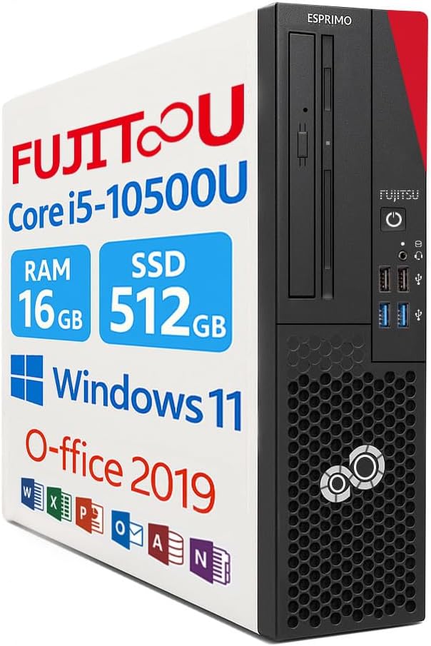 富士通 ESPRIMO D5010/D7010FX｜第10世代 Core i5タワーPC｜16GBメモリ・512GB SSD・WiFi・整備済・180日保証・Windows11・Office2019初期設定済
