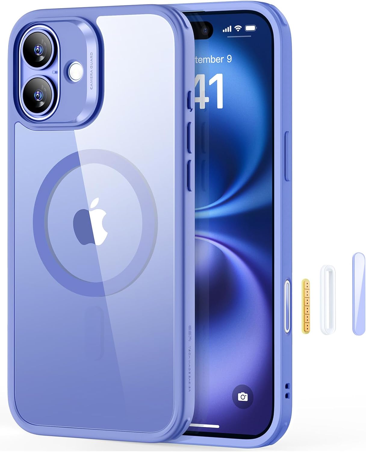 iPhone 16 ケース【Magsafe対応・耐衝撃・クリアブルー】