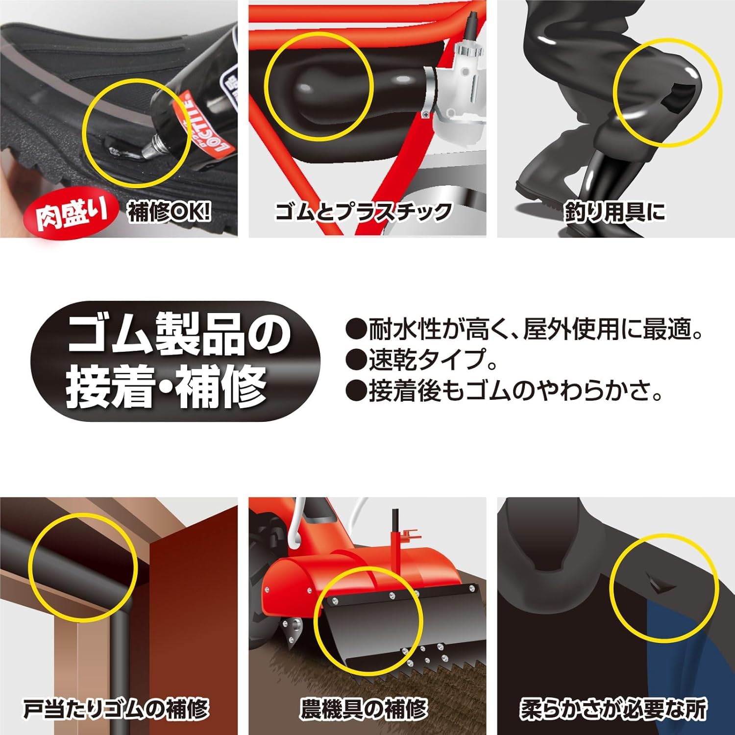 ロックタイト 黒ゴム接着剤 100g - ゴム・布・皮革用接着剤