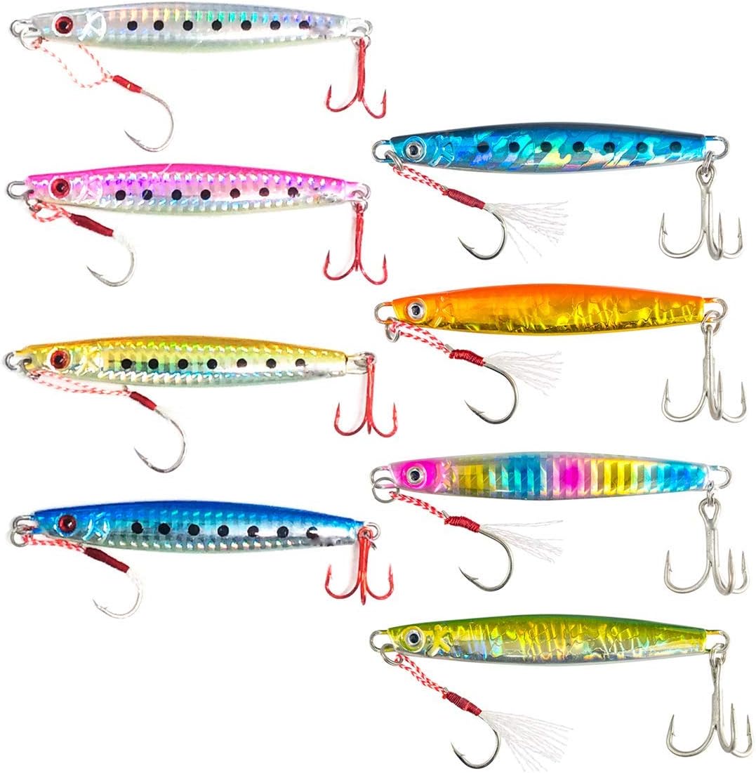 オルルド釣具 メタルジグ アシストフック付き シルバー＆赤フック 15g-150g 旬の魚用