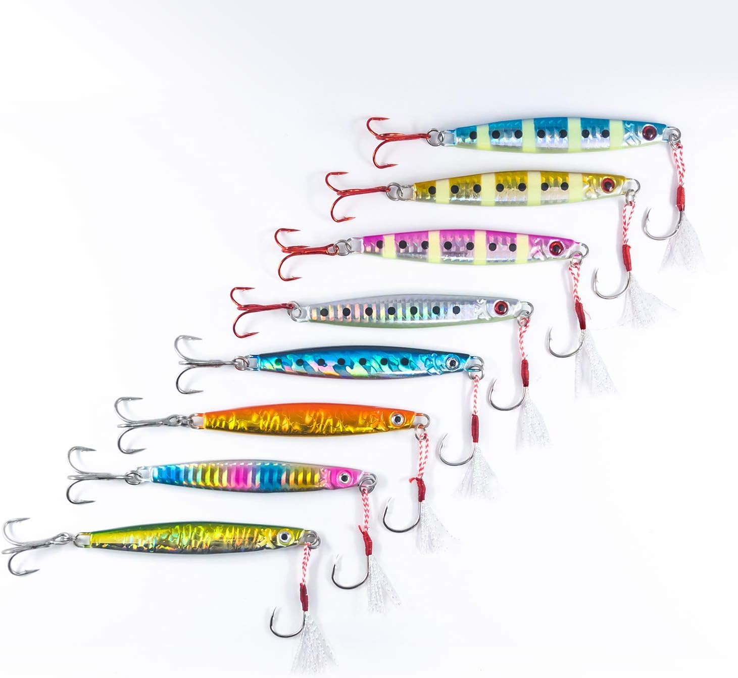 オルルド釣具 メタルジグ アシストフック付き シルバー＆赤フック 15g-150g 旬の魚用