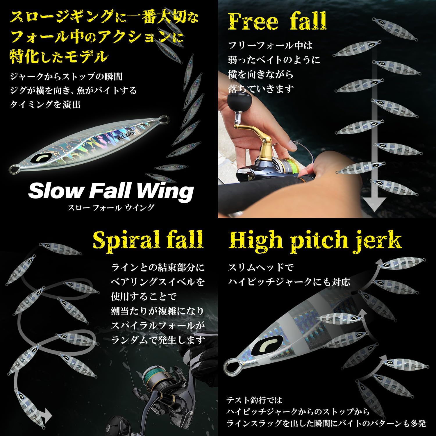スロージギング ジグ BAKSTORM 選べる個数 青物釣り用 100g-300g