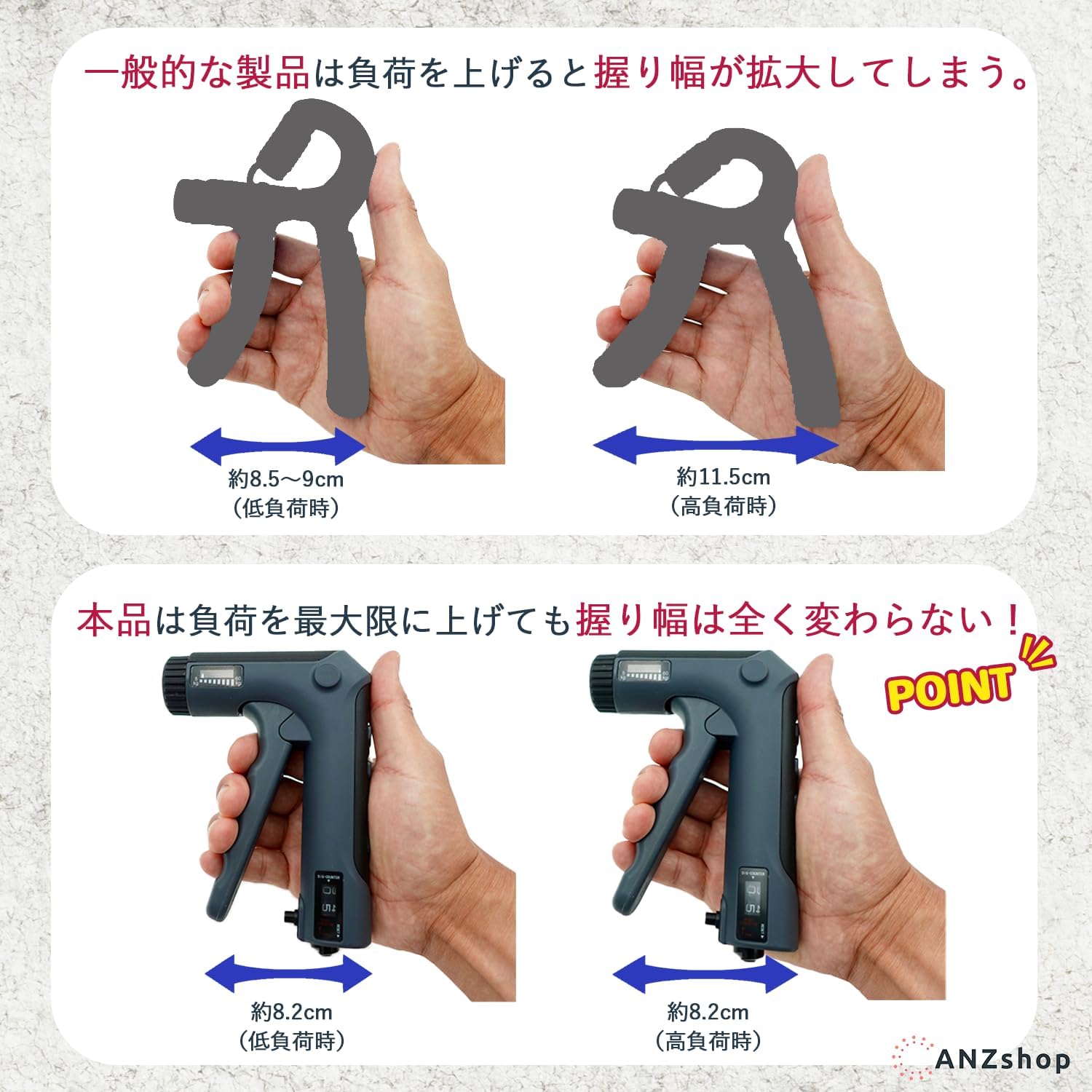 ハンドグリップトレーニング 24年モデル 可変式 5-60kg 握力トレーナー カウンター付き