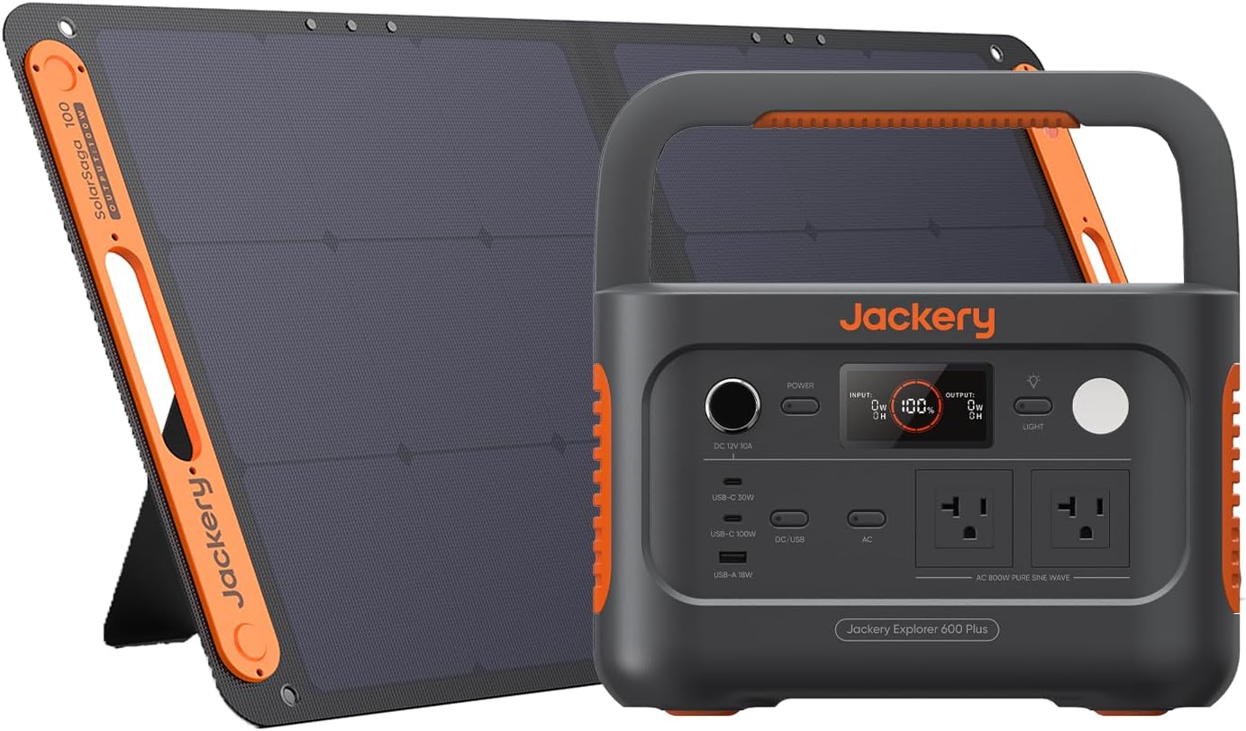 ポータブル電源 600Plus & ソーラーパネル SolarSaga100 1枚セット - 800W出力、アプリ操作、車中泊・家庭用