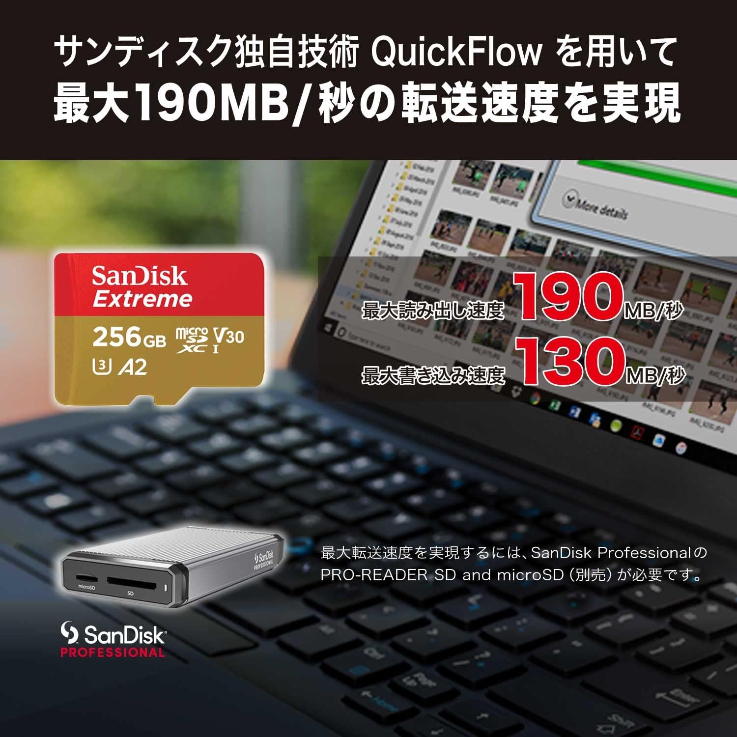 SanDisk microSDカード 256GB UHS-I U3 V30 アクションカメラ用