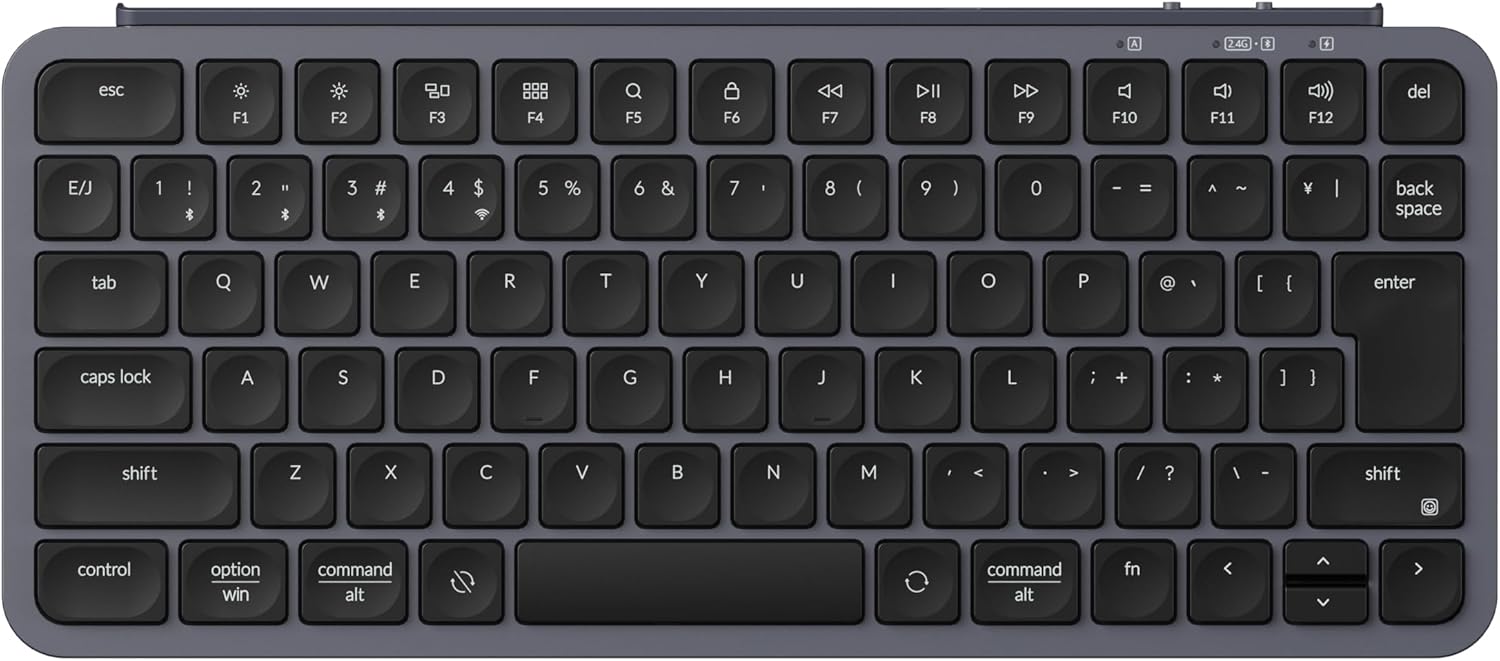 ウルトラスリムワイヤレスキーボード Keychron B1 Pro - ZMKカスタマイズ, シザースイッチ, Mac/Windows/Linux対応, スペースグレー (JISレイアウト)