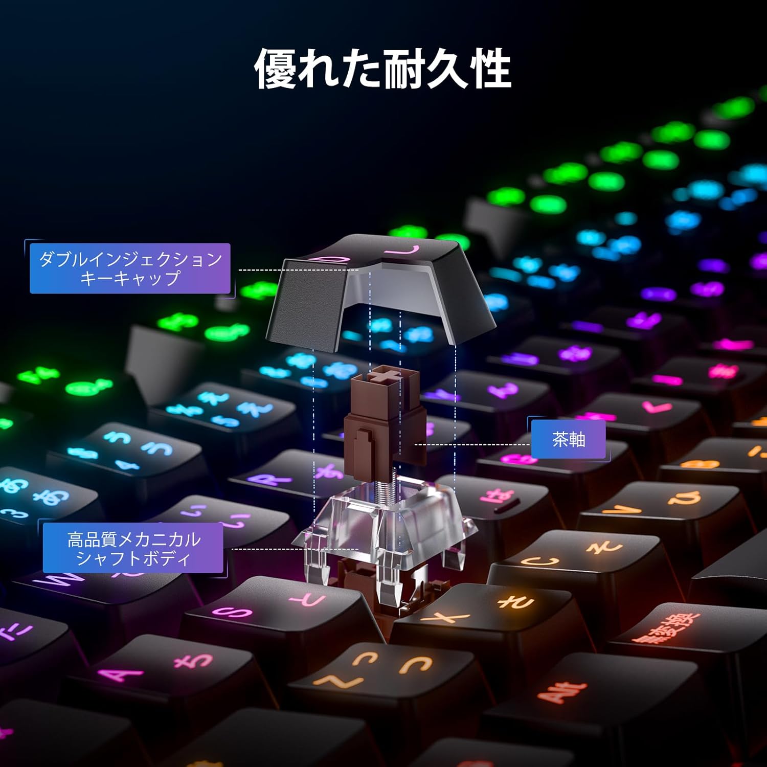 ゲーミング用テンキーレスメカニカルキーボード（茶軸・有線・日本語配列・バックライト・カスタマイズ可能）
