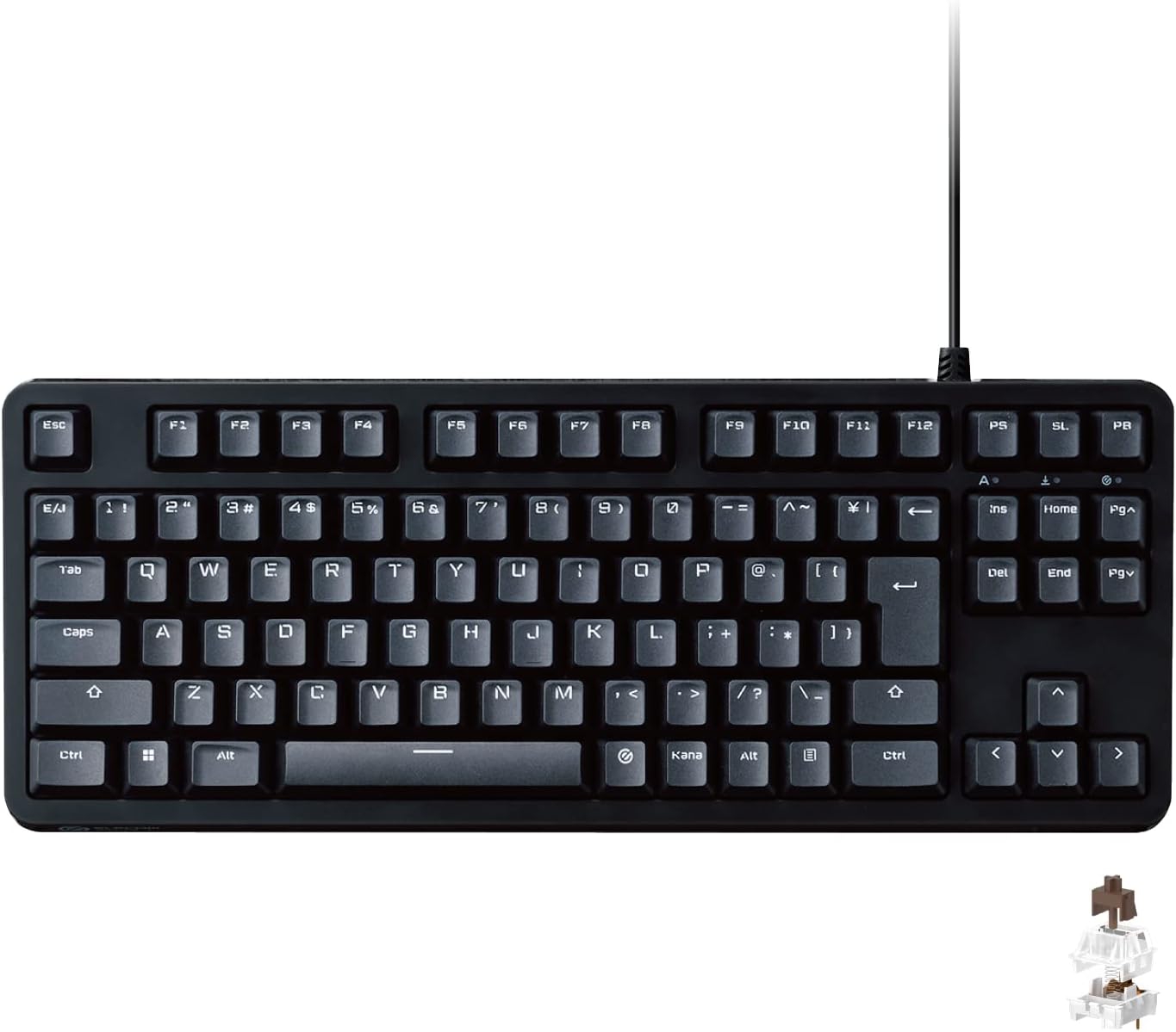 有線メカニカルゲーミングキーボード テンキーレス 日本語配列 タクタイル茶軸 ブラック