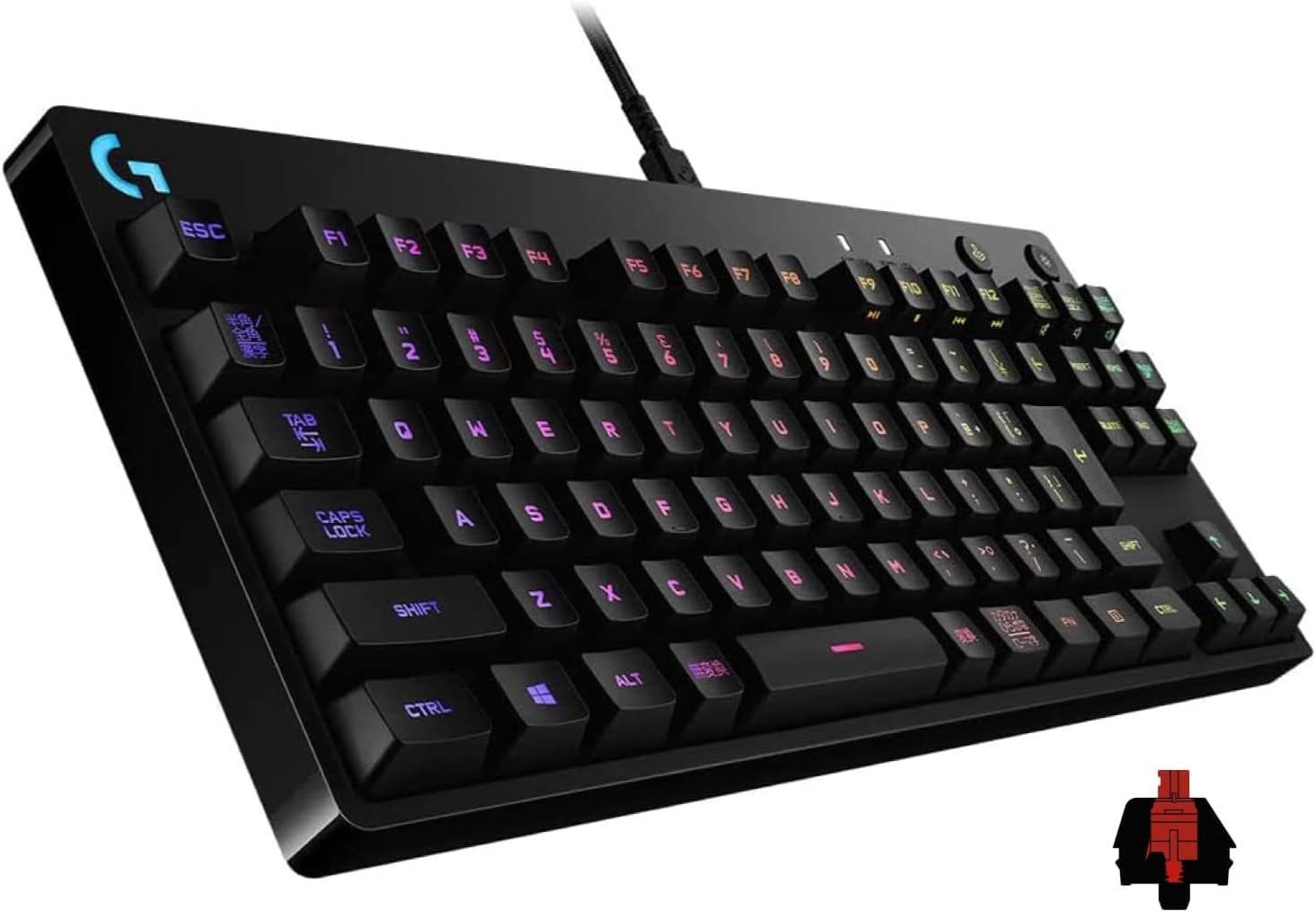 Logicool G PRO テンキーレスゲーミングキーボード 有線リニア赤軸 日本語配列 LIGHTSYNC RGB 充電着脱式ケーブル