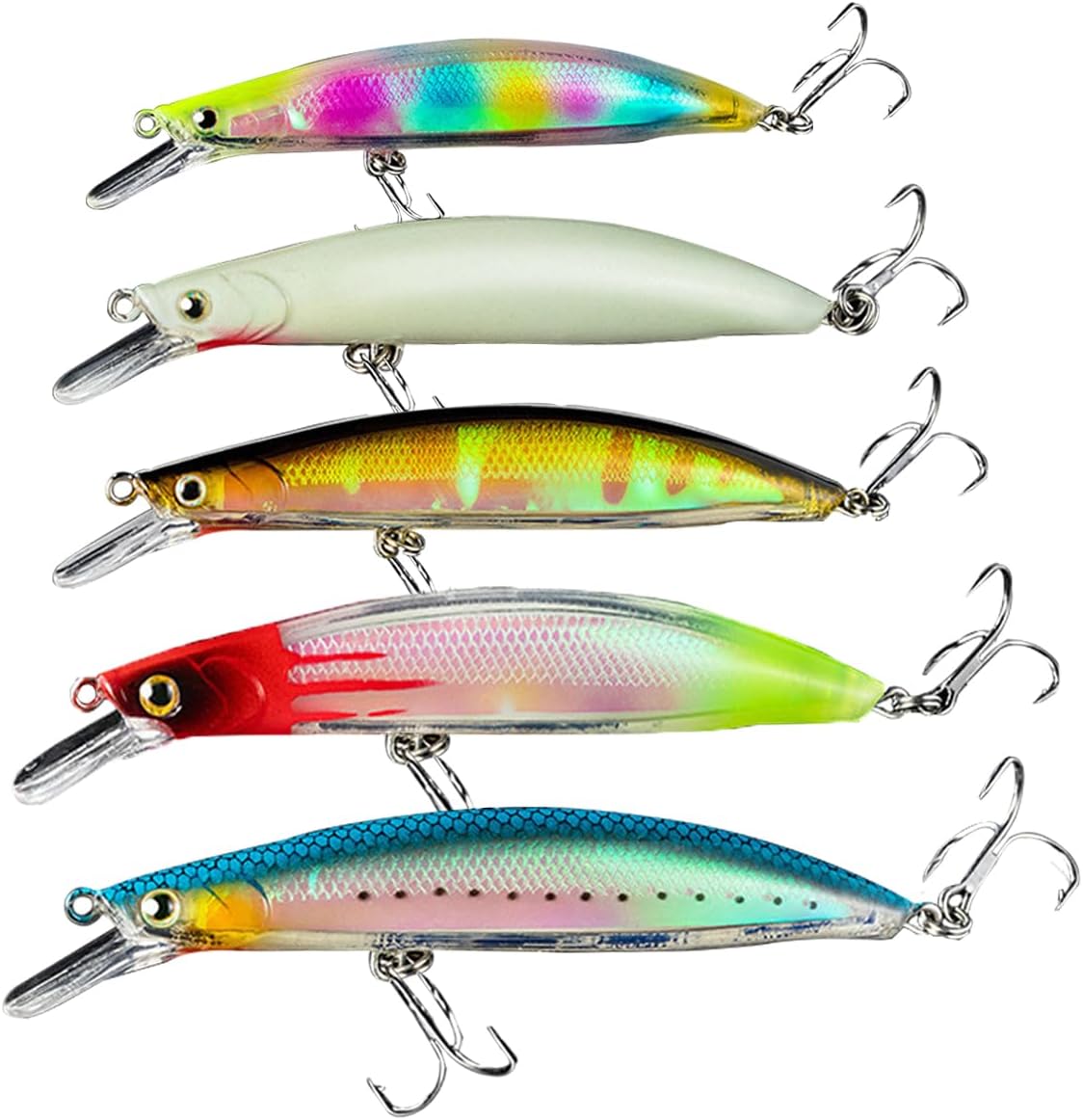 青物・シーバス用フローティングミノー 5個セット（9g/14g/21g）夜光トリプルフック付き