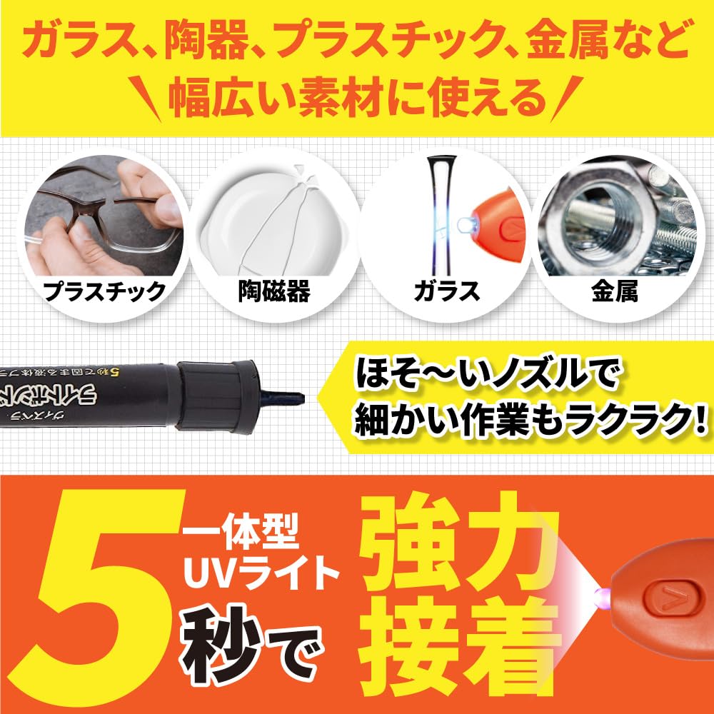 UVライト硬化タイプ 液体プラスチック接着剤 モデル・手芸用 50g