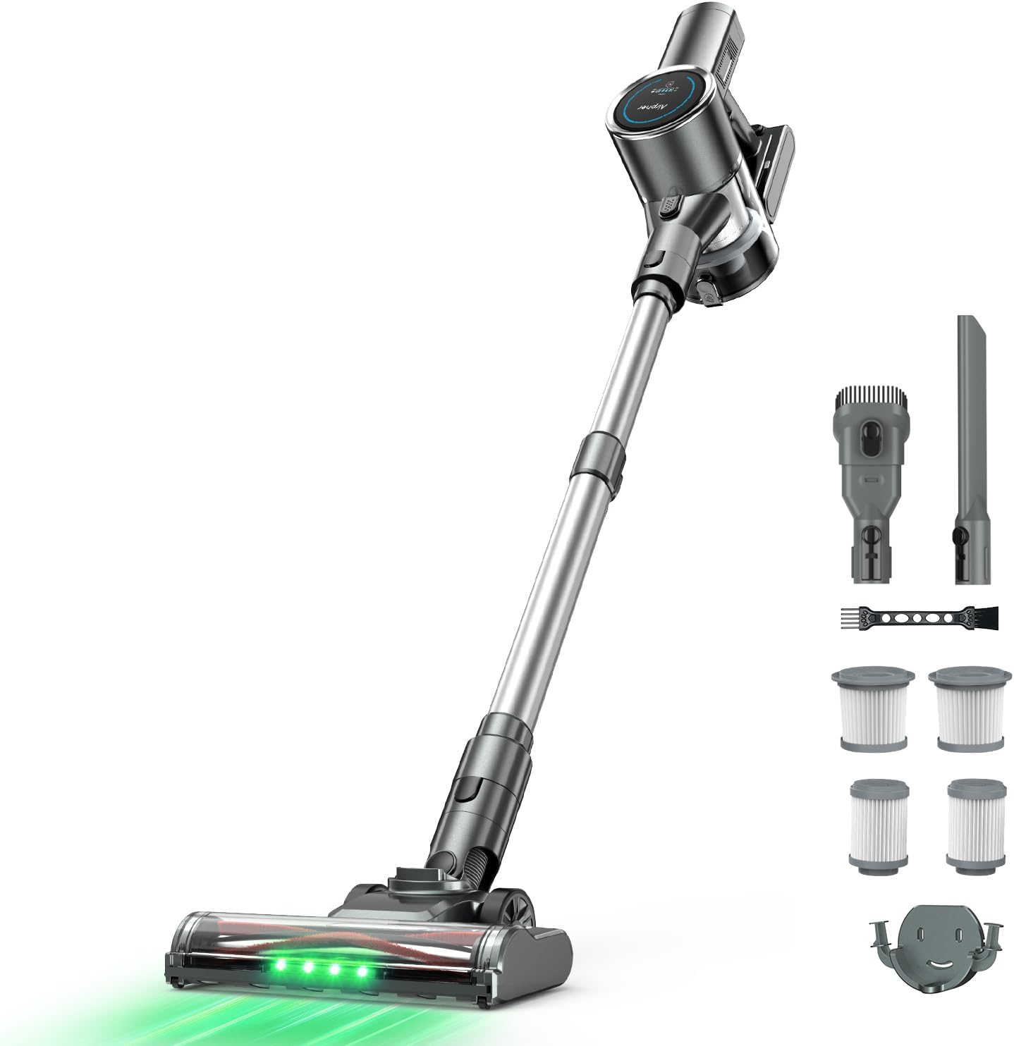 コードレス掃除機 自立式 50000Pa強力吸引 充電式 LED液晶ディスプレイ 軽量 1L集塵 5重濾過システム 父の日プレゼント