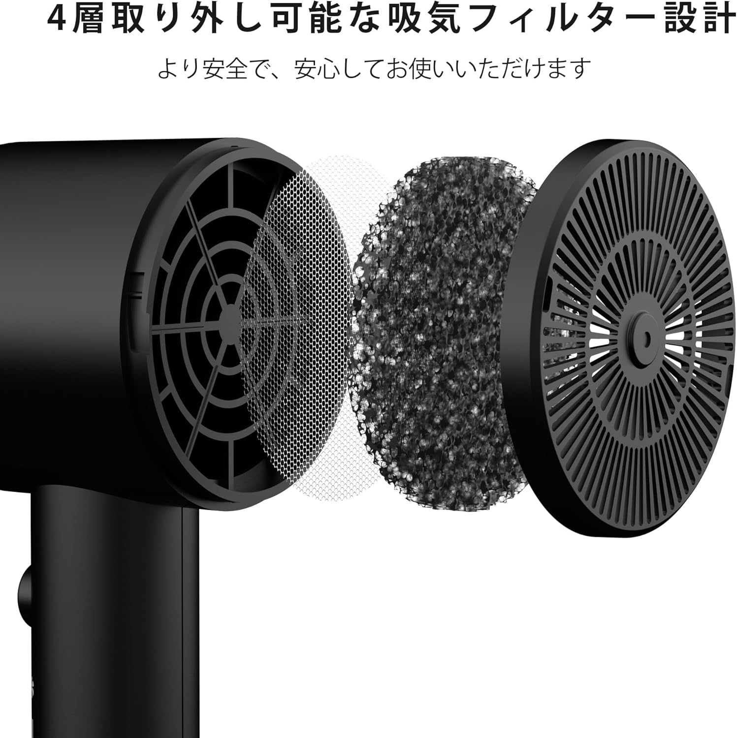 女性用ヘアードライヤー（ディフューザー付）｜イオン技術・セラミックコーティング搭載